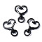 Spray Painted Eco-Friendly Alloy Swivel Snap Hooks Clasps, Cadmium Free & Nickel Free & Lead Free, Heart, Black, 34x24x6.5mm, Hole: 5x9mm