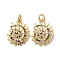 Brass Micro Pave Colorful Cubic Zirconia Pendants, with Jump Rings, Conch Shape, Golden, 16x12.5x3mm, Hole: 3mm