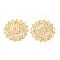 Brass Filigree Joiners Links, Rack Plating, Flower, Golden, 34~34.5x1mm, Hole: 0.7mm