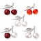 Brass & Plastic Cherry Pendants, Fruit Charms, Platinum, Rack Plating, Long-Lasting Plated, Cadmium Free & Lead Free, Mixed Color, 31~35x34~34.5x11.5~13mm, Hole: 1.8mm