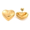 Ion Plating(IP) 304 Stainless Steel Stud Earrings, Heart with Stripe, Real 14K Gold Plated, 22x25mm