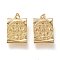 Brass Pendants, Long-Lasting Plated, with Jump Rings, Rectangle with Saint Benedict Medal, Golden, 23x15x3mm, Jump Ring: 4.5x0.7mm, 2.7mm Inner Diameter.