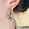 Alloy with Enamel Ear Studs, Teardrop, Silver, 43x16.5mm