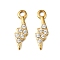 304 Stainless Steel Pendants, Lightning Charms, with Cubic Zirconia, Ion Plating(IP), Real 18K Gold Plated, 15x5x2mm, Hole: 1.6mm