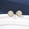 Brass Micro Pave Clear Cubic Zirconia Stud Earrings, Rack Plating, Long-Lasting Plated, Cadmium Free & Lead Free, Real 18K Gold Plated, Round, 8.5mm