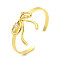 Bowknot Rack Plating Brass Pave Clear Cubic Zirconia Open Cuff Bangles for Women, Cadmium Free & Lead Free, Long-Lasting Plated, Real 18K Gold Plated, Inner Diameter: 2-1/8 inch(5.4cm)