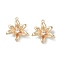 Brass Pendants, with Clear Glass, Flower, Real 18K Gold Plated, Real 18K Gold Plated, 20.5x18x5mm, Hole: 1mm