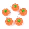 Opaque Resin Pendants, Pumpkin Charms, with Platinum Plated Iron Loops, Dark Orange, 20.5~21x17x10.5~11mm, Hole: 2mm