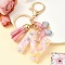 Resin & Acrylic & Faux Suede Tassel Keychain, with Alloy Clasp and Iron Rings, Letter N, 10cm