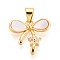 Brass Micro Pave Clear Cubic Zirconia Pendants, with Shell, Bowknot, Real 18K Gold Plated, 15x16.5x3.5mm, Hole: 5x3.5mm