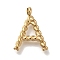 PVD Vacuum Plating 304 Stainless Steel Pendants, Real 18K Gold Plated, Letter Charm, Letter A, 15x11.5x3mm, Hole: 1.8mm
