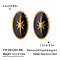 European Style Stainless Steel Enamel Oval with Star Stud Earrings for Women, Black, 21x12.7mm