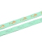 Polyester Elastic Ribbon, Flat with Gold Mermaid Pattern, for Gift Decoration, Garment Accessories, Aquamarine, 16mm