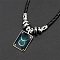 Luminous Rectangle with Constellation Alloy Glass Pendant Black Braided Imitation Leather Cord Necklaces, Platinum, Dark Cyan, Taurus, 19.69 inch(50cm)