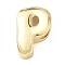 Brass Initial Beads, Real 18K Gold Plated, Long-Lasting Plated, Rack Plating, Lead Free & Cadmium Free, Letter P, 21.5x14.5x7mm, Hole: 8.5x4mm