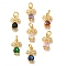 Rack Plating Brass Micro Pave Cubic Zirconia Charms, Lead Free & Cadmium Free, Long-Lasting Plated, Real 18K Gold Plated, Girl with Heart, Mixed Color, 13.5x9x3.5mm, Hole: 3.5mm