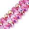 Electroplate Transparent Glass Beads Strands, Heart, Faceted, AB Color Plated, Half Plated, Hot Pink, 15x13x8.5mm, Hole: 1mm, about 50pcs/strand, 23.62 inch(60cm)
