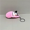 Cute Sleepy Cat Keychain, Slippers Cat Plush Bag Pendant Keychain, Pearl Pink, 140mm