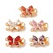 Golden Brass Micro Pave Cubic Zirconia Box Clasps, with Glass, Butterfly, 2-Strand, 4-Hole, Mixed Color, 17x15x8mm, Hole: 1.2mm & 1.4mm