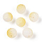 Frosted Baking Painted Crackle Glass Beads with Glitter Powder, Two Tone, Round, Champagne Yellow, 6x5.5mm, Hole: 1.4mm, about 3330pcs/1000g