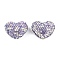 Heart Shaped Polymer Clay Rhinestone Beads, Disco Ball Beads, for DIY Beadable Pens, Keychains and Jewelry Crafts, Violet, 19x24x13mm, Hole: 1.8mm