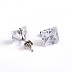 Square Cubic Zirconia Stud Earrings EJEW-H306-09P-9mm-1