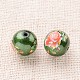 Flower Picture Printed Glass Round Beads GLAA-J088-10mm-B03-2