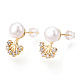 Clear Cubic Zirconia Tree of Life Stud Earrings with Natural Pearl PEAR-N020-06I-3