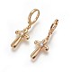 Brass Dangle Hoop Earrings EJEW-F199-13G-1