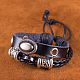 Adjustable Casual Unisex Zinc Alloy and Braided Leather Multi-strand Bracelets BJEW-BB15622-9