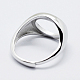 Rhodium Plated 925 Sterling Silver Finger Ring Components STER-G027-11P-2