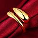 Real 18K Gold Plated Adjustable Brass Finger Rings for Women RJEW-BB07574-A-4