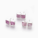 Natural Dyed Druzy Quartz Stud Earrings EJEW-P166-A01-1