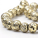 Brins de perles de pierre de lave naturelle galvanisées X-G-S239-10-10mm-15-3