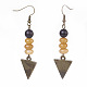 Natural Topaz Jade and Sandalwood Beads Dangle Earrings EJEW-JE02803-05-1