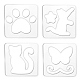 Craspire 4 pièces modèles de quilting en acrylique chat papillon patte de chat kit d'outils de couture règles de quilting bricolage outils de couture pochoirs de coupe en cuir pour quilting travail manuel TOOL-WH0152-016-1