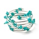 Bracelets enroulés en perles synthétiques turquoise (teintes) à 5 boucle pour femmes BJEW-JB01517-09-1