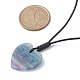 Natural Fluorite Pendant Necklace with Cowhide Leather Cords NJEW-JN04463-4