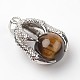 Eagle Claw Alloy Natural Tiger Eye Pendants G-L455-A14-2