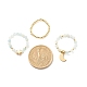 3個3スタイルの天然宝石と合成ヘマタイトストレッチリングセット  女性のための月と真鍮のスターチャームリング  ゴールドカラー  usサイズ10 1/4(19.9mm)  1個/スタイル RJEW-JR00452-6
