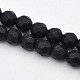 Facetas redondas de piedra negro natural hebras de abalorios G-E302-066-4mm-1