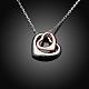 Platinum & Rose Gold Plated Tin Alloy Double Heart Pendant Necklaces NJEW-BB02208-2