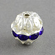 Round Brass Glass Rhinestone Beads KK-S130A-06-1
