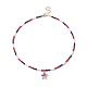 Collar con colgante de estrella esmaltada de aleación del Día de la Independencia con cadenas de cuentas de vidrio para mujer NJEW-TA00056-1