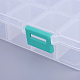 オーガナイザー収納プラスチックボックス  調整可能な仕切りボックス  長方形  ホワイト  16.5x10.8x3cm  コンパートメント：3x2.5センチメートル  18区画/ボックス X-CON-X0002-03-3