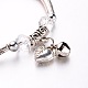 Antique Silver Alloy Heart Charm Bracelets BJEW-L572-03-3