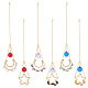 6 piezas 6 estilos luna estrella aleación gema chip colgante decoración HJEW-PH01696-1