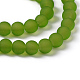 Lime Green Frosted Round Transparent Glass Bead Strands X-GLAA-S031-6mm-34-2