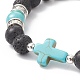 Bracelet en perles de lave naturelles et turquoise synthétique (teint) BJEW-TA00179-02-2
