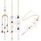 Sunnyclue 4 pièces 4 style thème de noël attrape-soleil décorations pendentif en verre AJEW-SC0001-51-1
